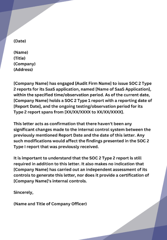 SOC 2 Bridge Letter