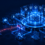 Bank of Baroda data breach illustration showing secure banking infrastructure, customer data protection, forensic cybersecurity investigation, and financial information security architecture.